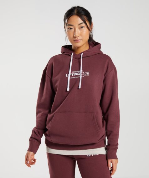 Women's Gymshark Social Club Oversized Hoodie Brown | CA A368N7